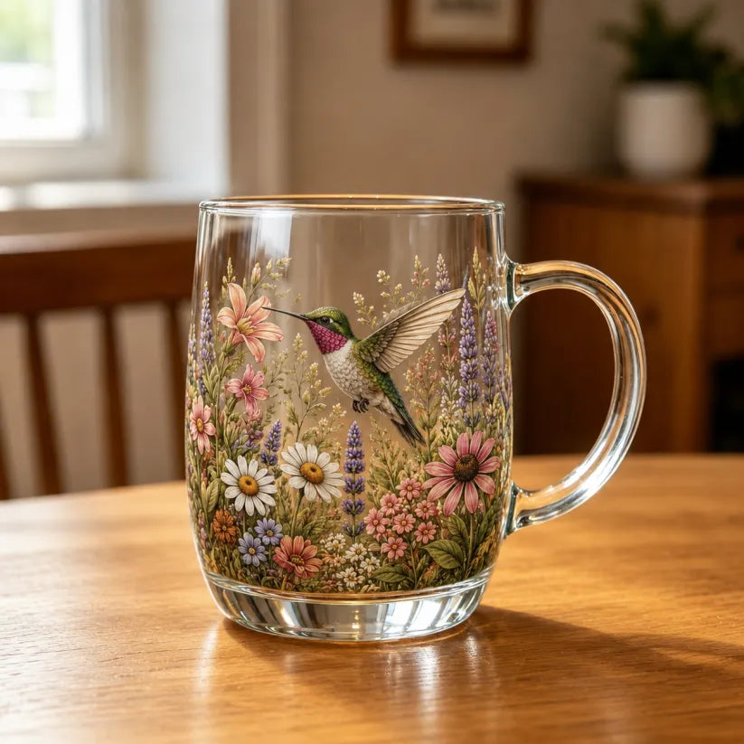 🌸 مجموعة أكواب زجاجية إصدار محدود 2026 "روعة صباح الحديقة" ☕🐦