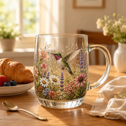 🌸 مجموعة أكواب زجاجية إصدار محدود 2026 "روعة صباح الحديقة" ☕🐦