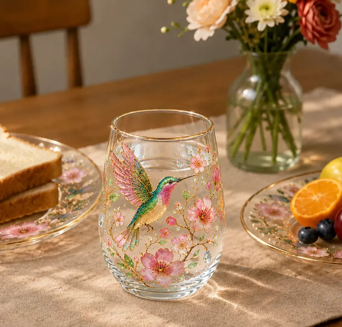 🌸 مجموعة أكواب زجاجية إصدار محدود 2026 "روعة صباح الحديقة" ☕🐦