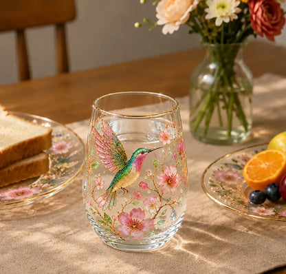 🌸 مجموعة أكواب زجاجية إصدار محدود 2026 "روعة صباح الحديقة" ☕🐦